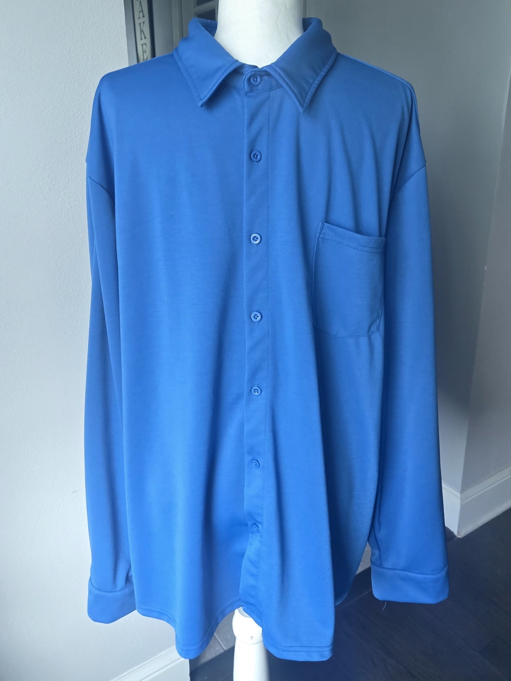 COOFANDY Men’s 3XL Royal Blue Long Sleeve Button Down Shirt Untucked